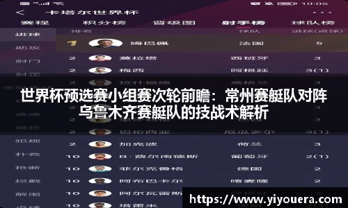 世界杯预选赛小组赛次轮前瞻：常州赛艇队对阵乌鲁木齐赛艇队的技战术解析